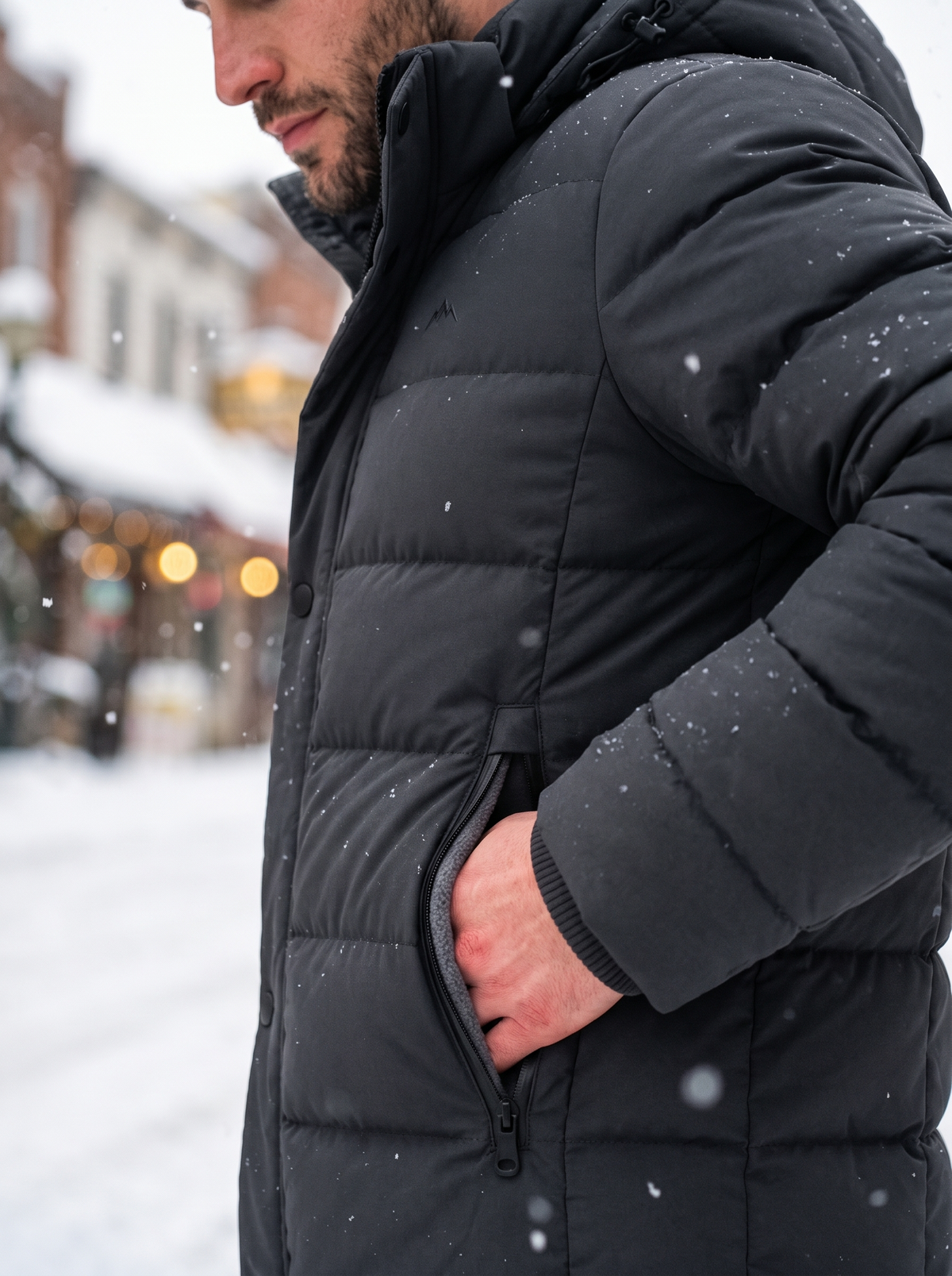 Fleece-lined hand pocket of the Vostok jacket